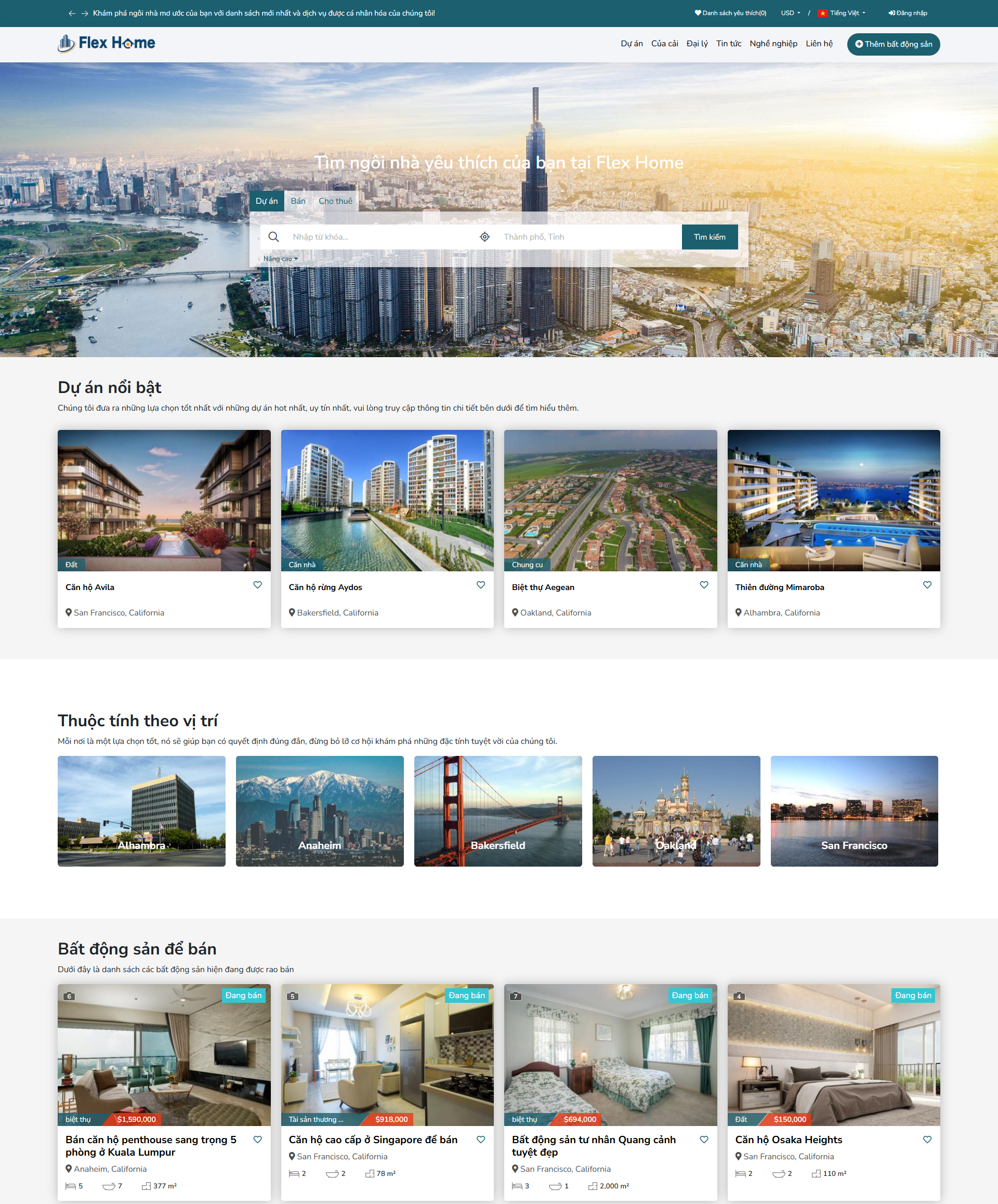 Website Bất Động Sản, Cho Thuê Nhà Flex Home